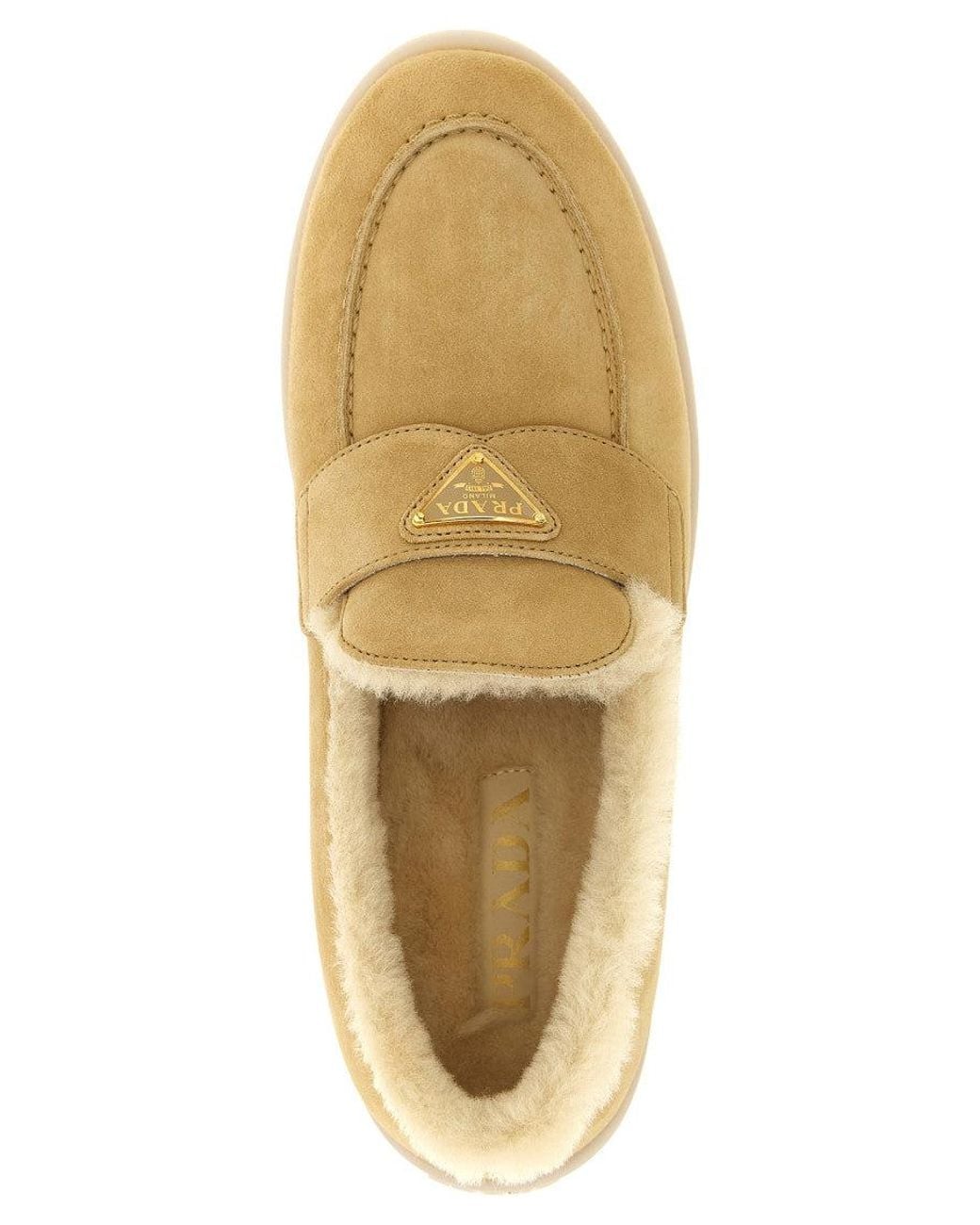 Prada Natural Suede Loafers