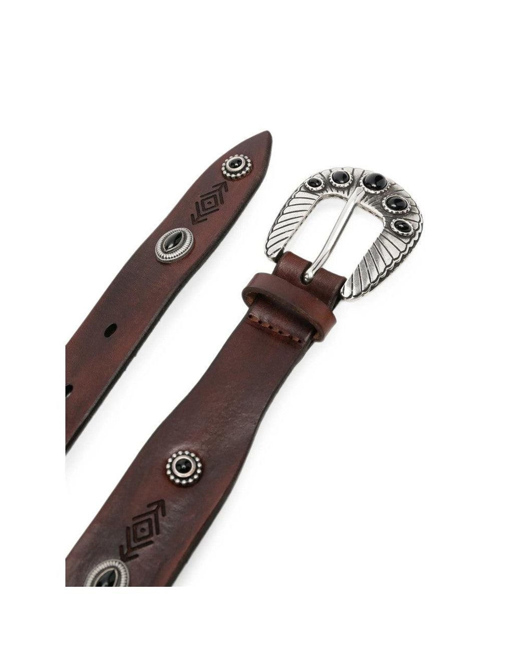Orciani Brown Cabochon Embellished Buckle Belt for men