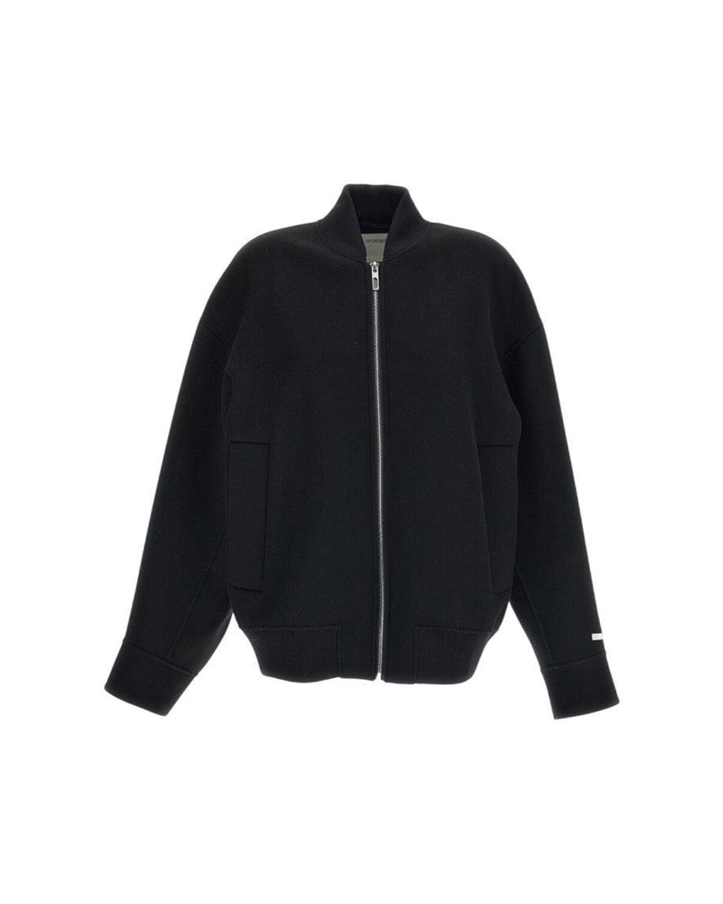 Sportmax Blue Solid Mock Collar Jacket