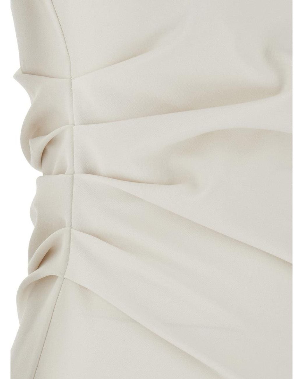 P.A.R.O.S.H. White Boat Neck Midi Dress