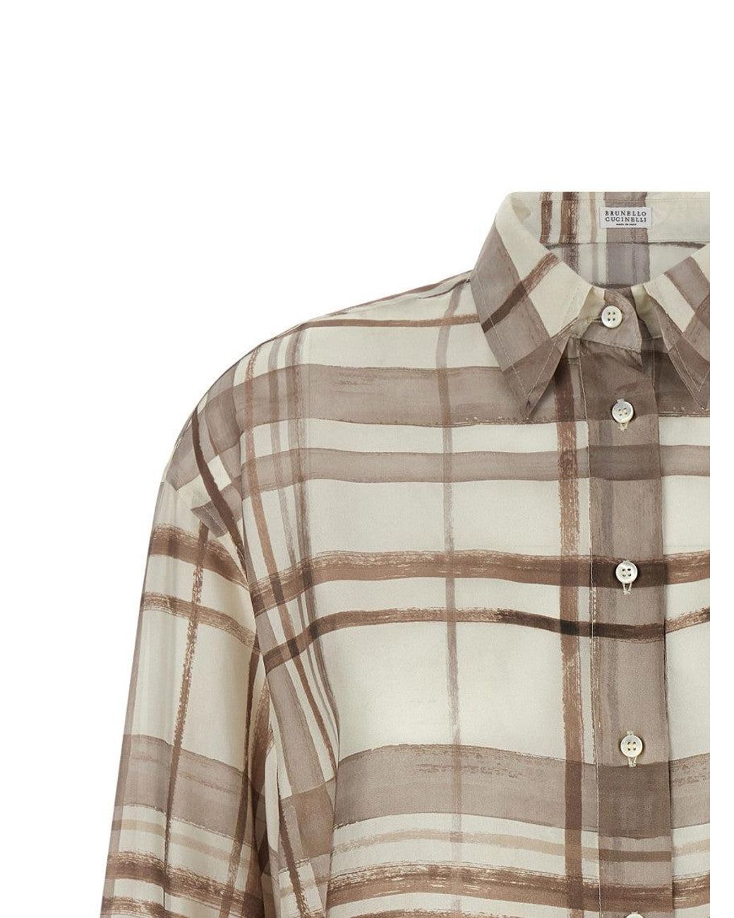 Brunello Cucinelli Natural Regular Checks Shirt