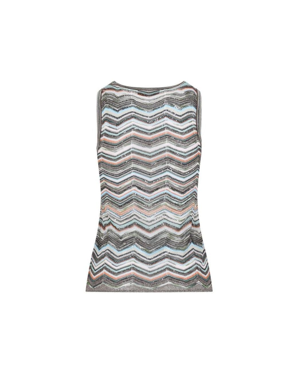 Missoni Gray Chevron Round Neck Top