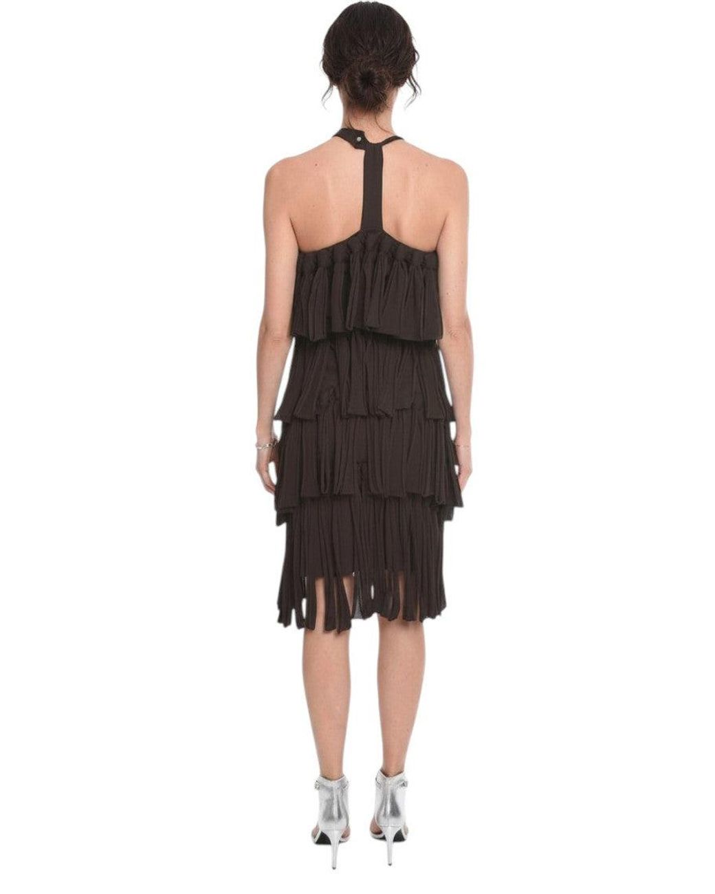 Bottega Veneta Black Pleated Halter Neck Dress