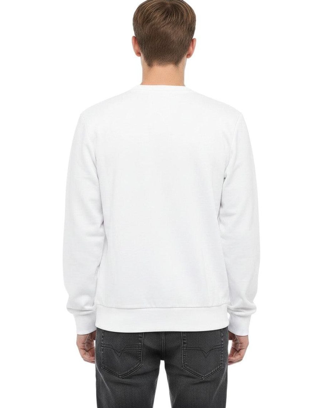 DIESEL White Crew Neck Sweatshirt for men