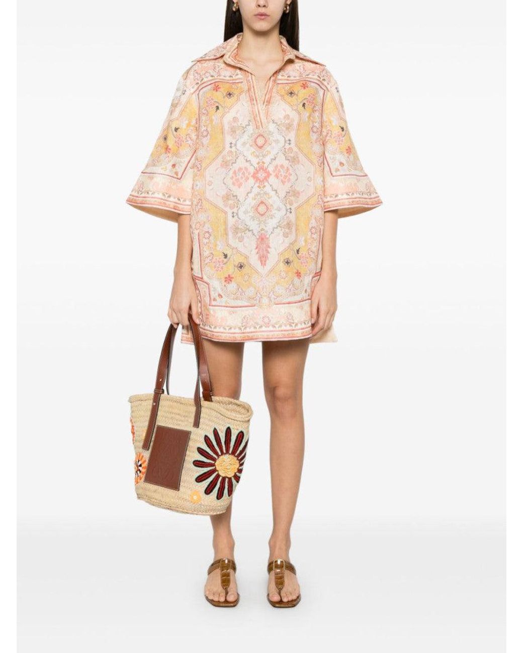 Zimmermann Natural Wylie Printed Linen Tunic