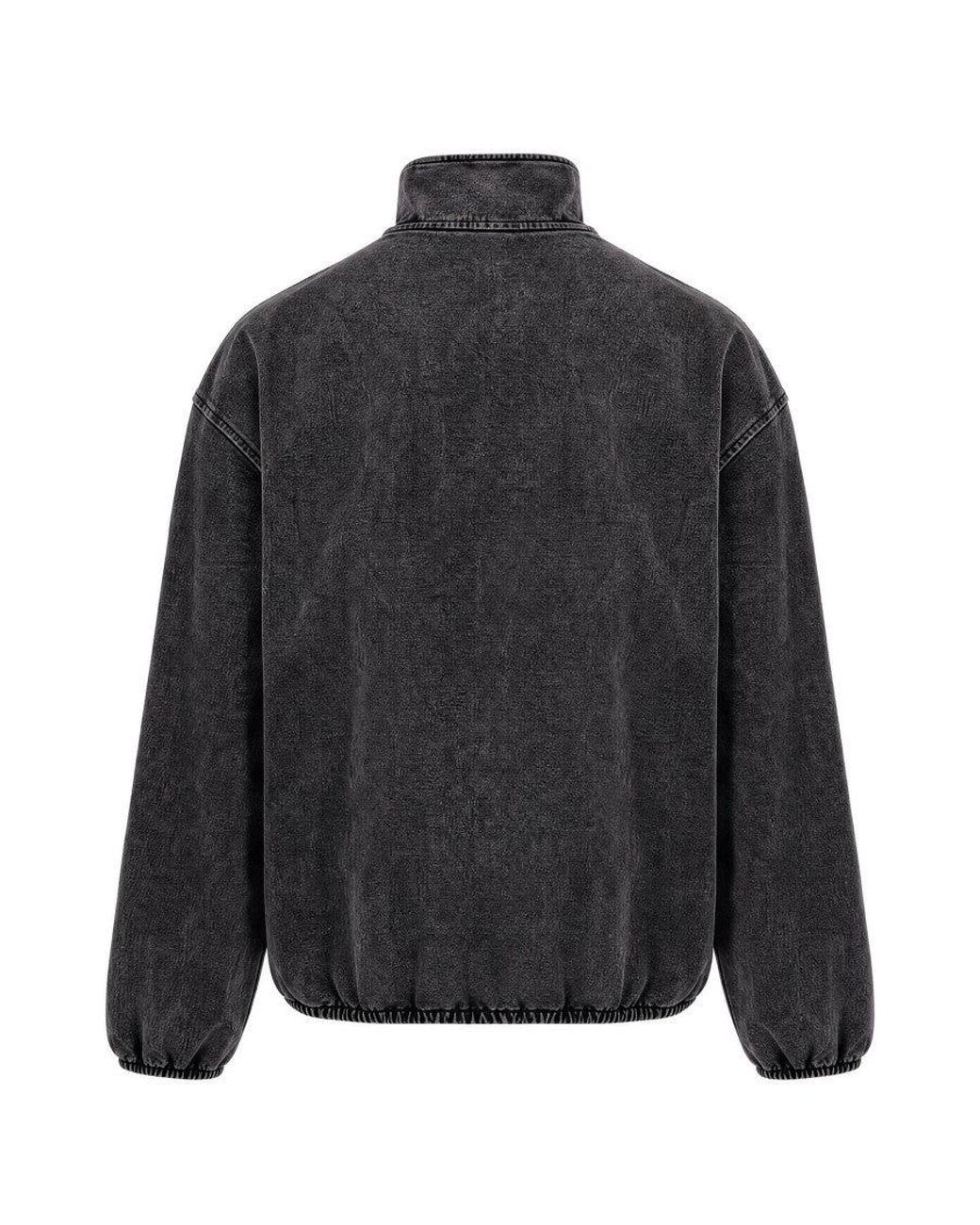 DIESEL Black Mock Collar Sweat Jacket for men