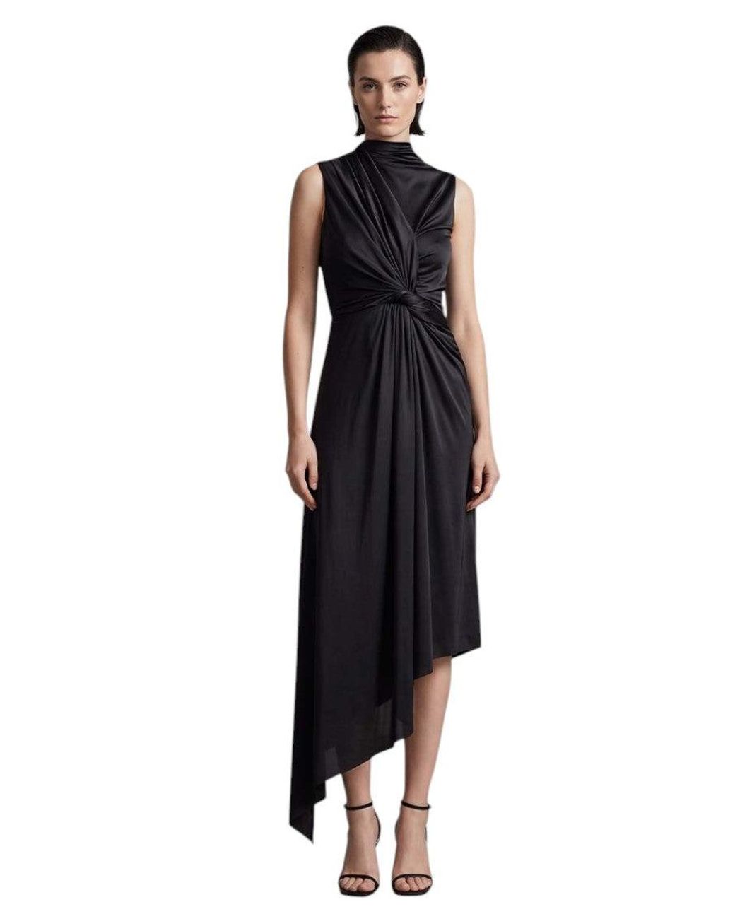Balenciaga Black Solid Knee Length Dress