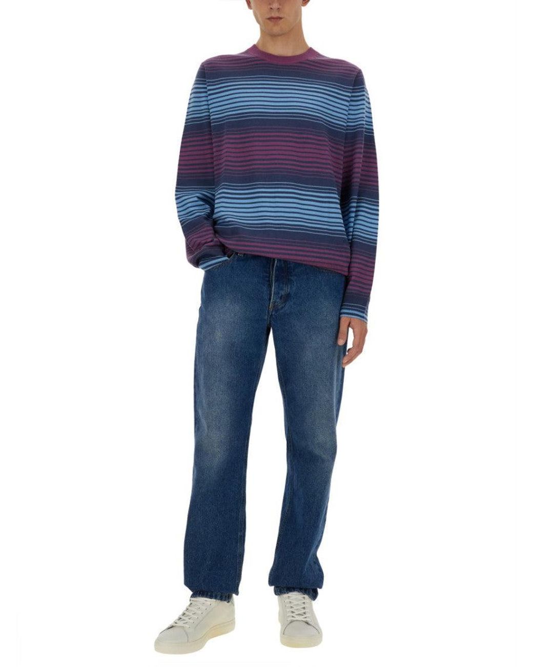 Paul Smith Blue Relaxed-Fit Striped Merino Wool Sweater for men
