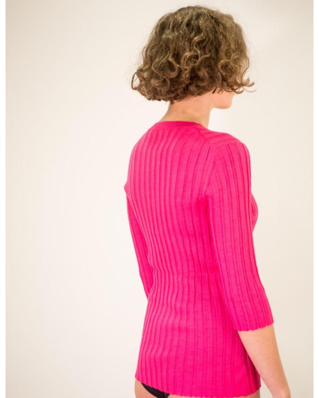 LA ROSE Pink V-Neck Pullover