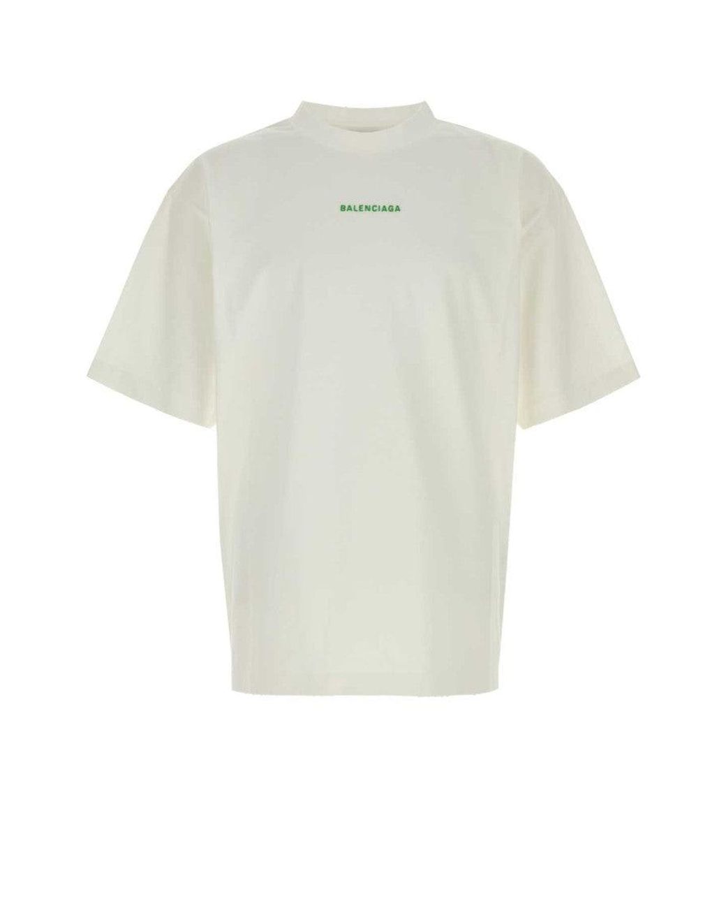Balenciaga White Crew Neck T-Shirt for men