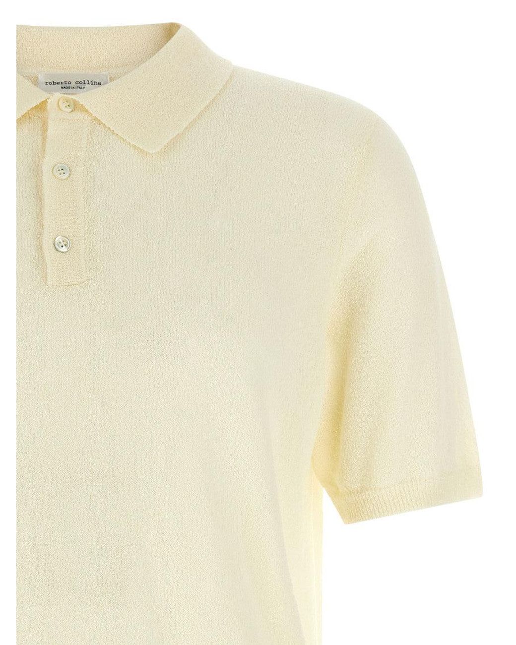 Roberto Collina White Spongy Effect Polo Shirt for men