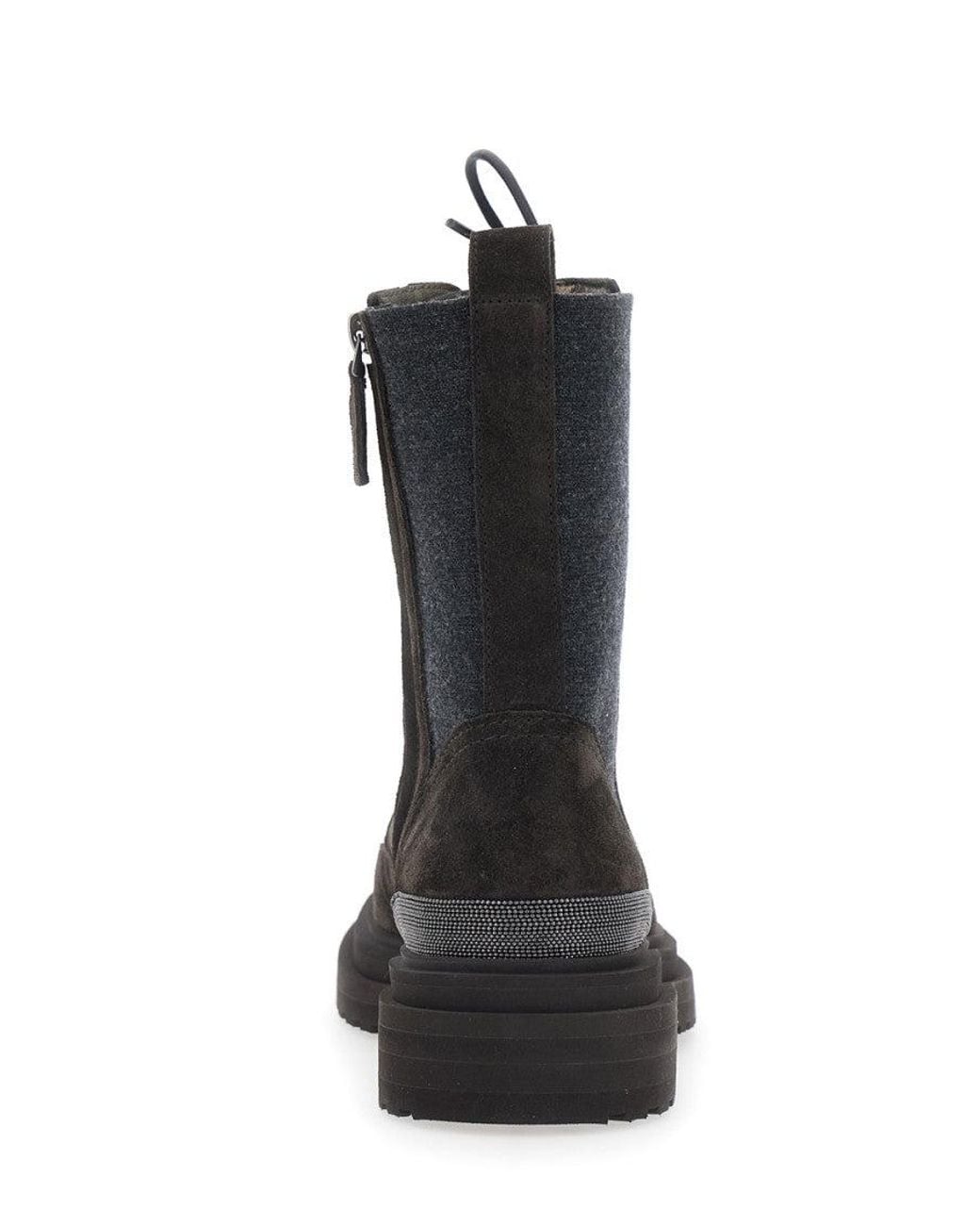 Brunello Cucinelli Black Lace-Up Ankle Boots