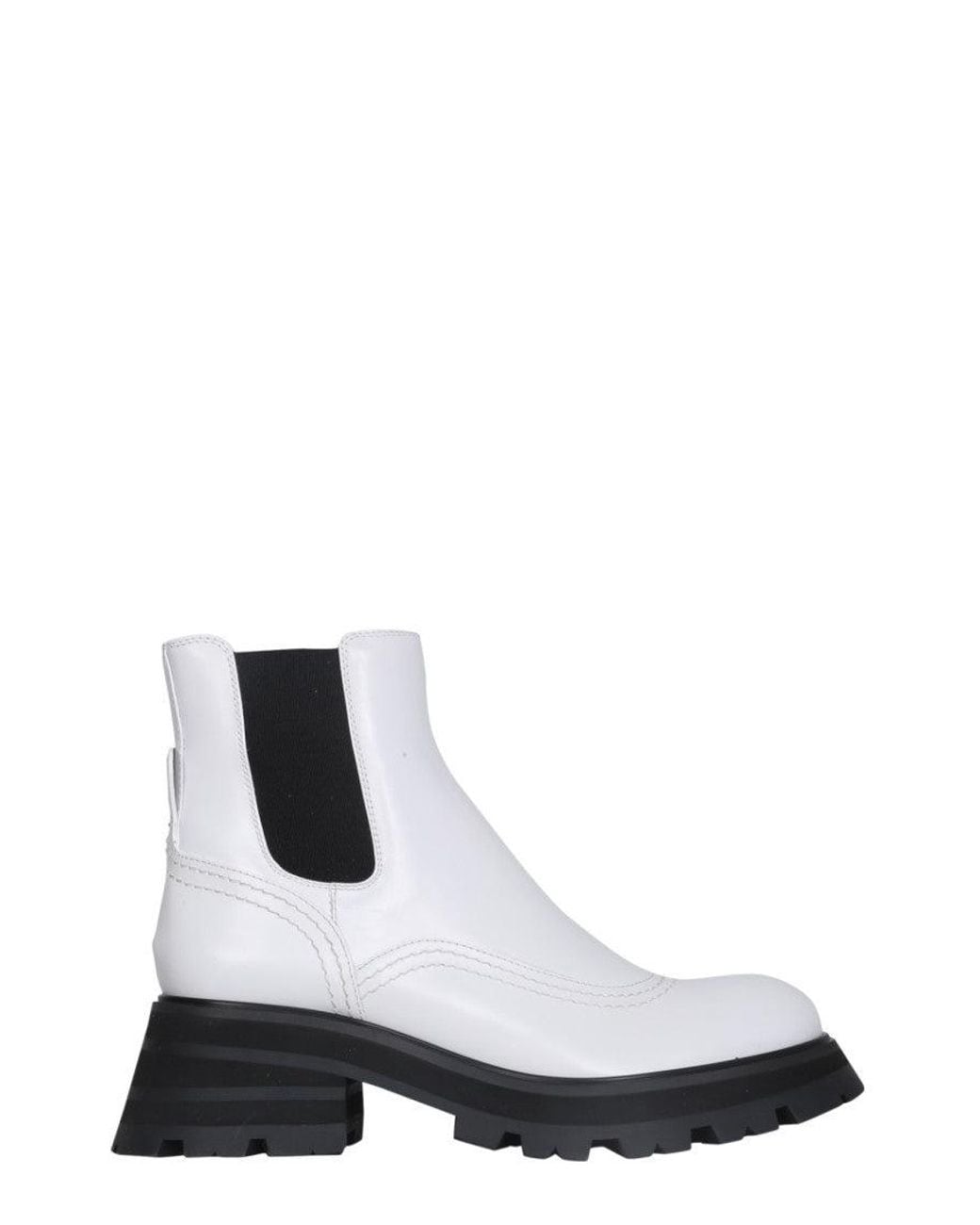 McQueen White Leather Boots