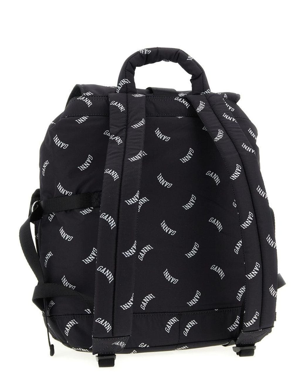 Ganni Black Logo-Print Technical Nylon Backpack
