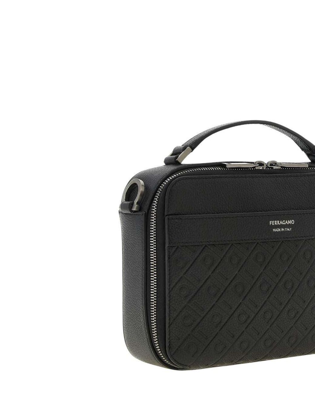 Ferragamo Black Monogram Small Crossbody Bag for men