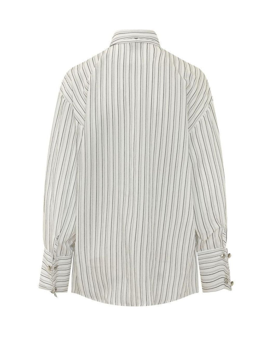 Pinko White Stripes Oversized Shirt