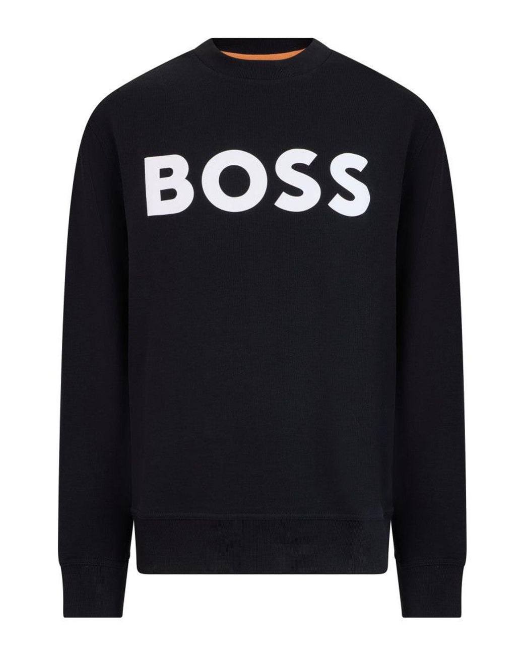 Boss Black Crew Neck Logo Sweatshirt for men