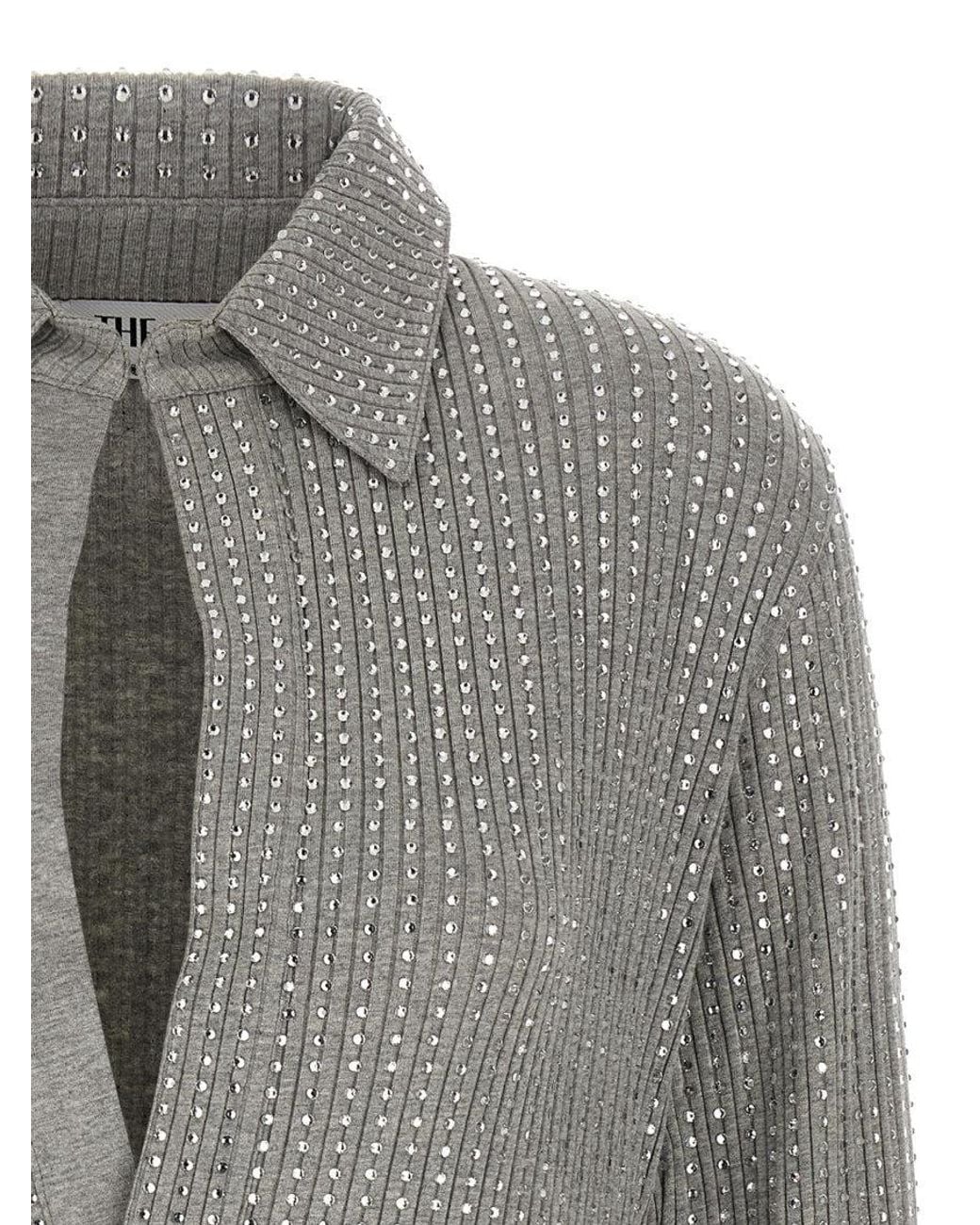 The Attico Gray V-Neck Mini Dress