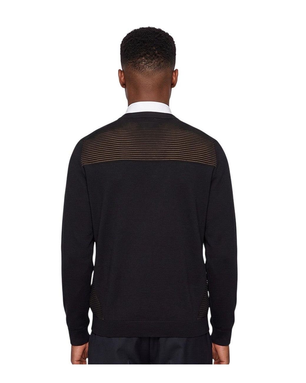 Boss Black Knitted Crew Neck Sweater for men