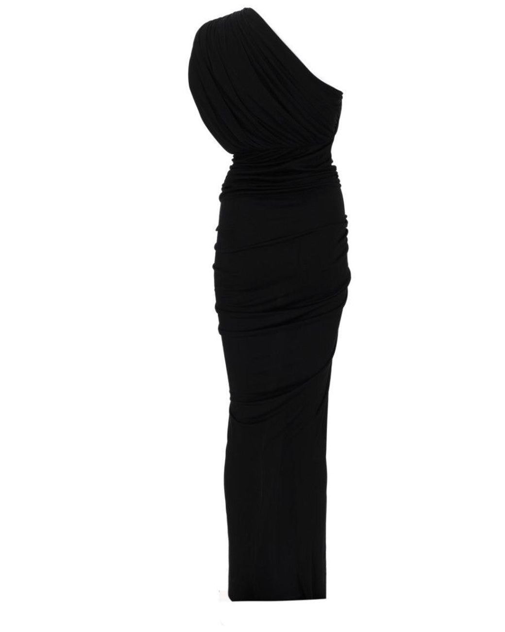 Rick Owens Black One Shoulder Maxi Dress