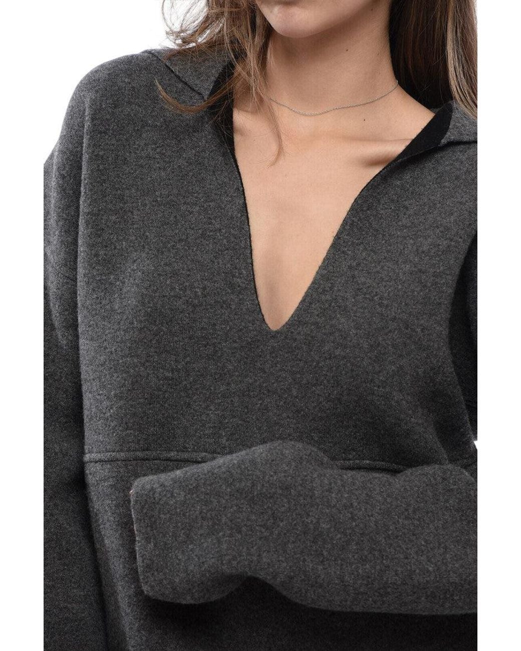 Jil Sander Black Solid V Neck Sweater