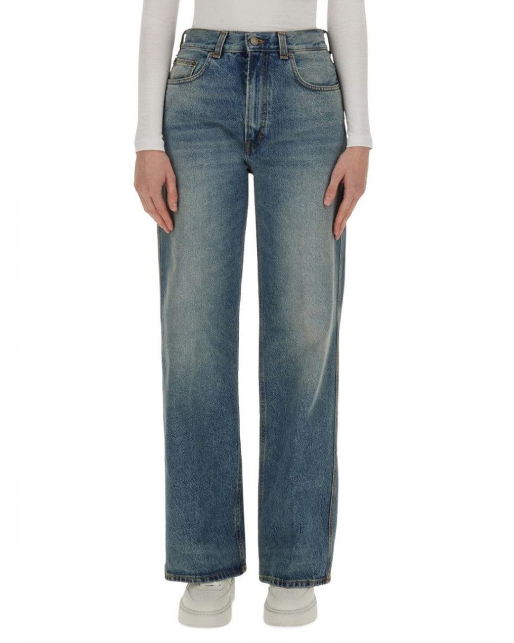 Haikure Blue Denim Wide Fit High Rise Jeans