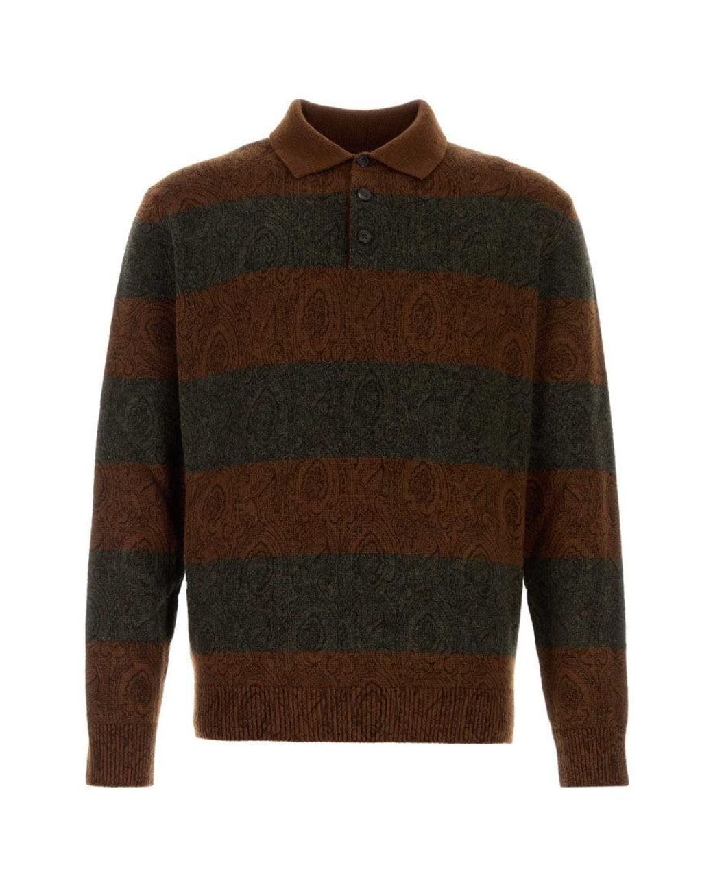 Etro Brown Paisley Print Sweater for men