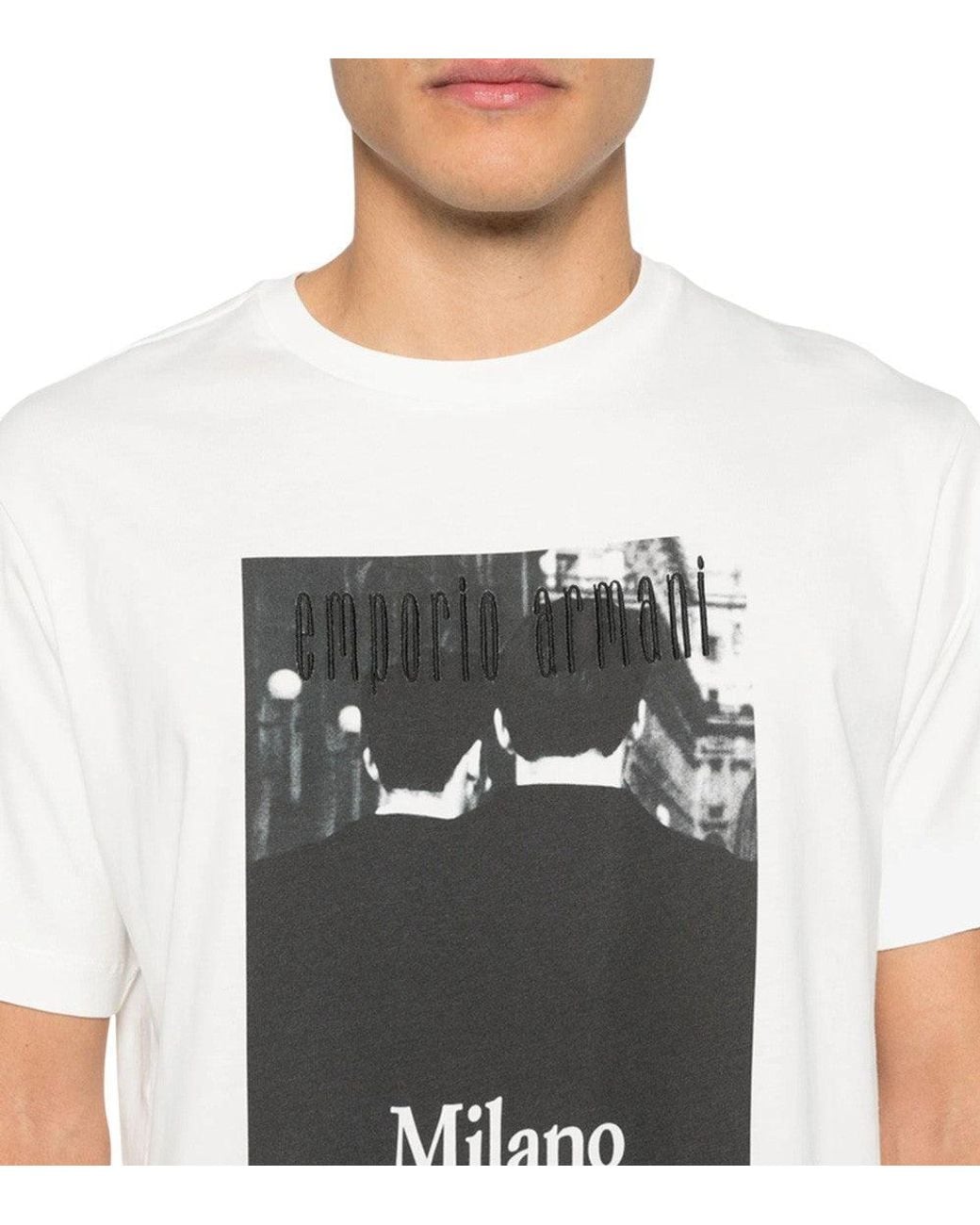 Emporio Armani White Graphic Regular T-Shirt for men