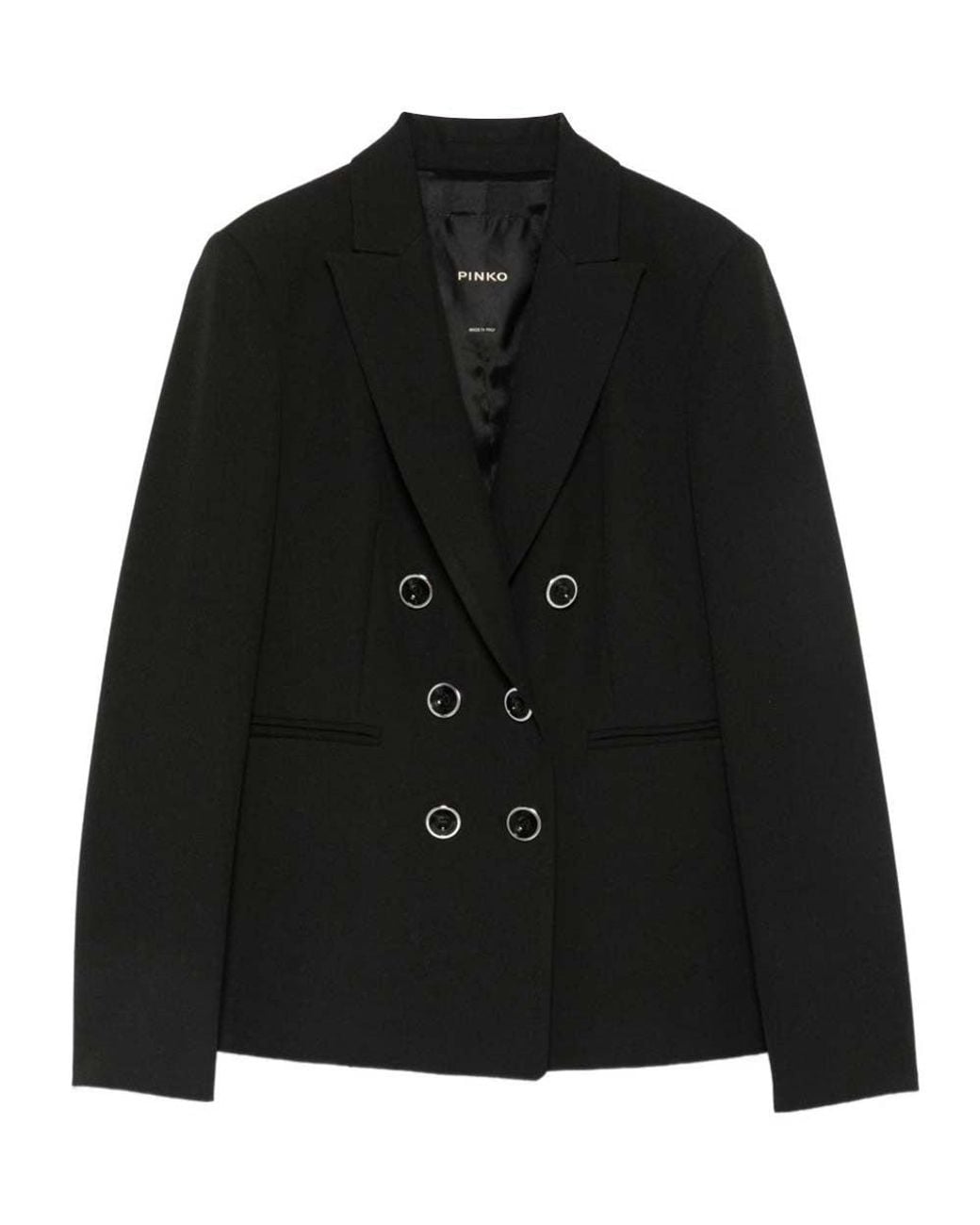 Pinko Black Solid Peaked Lapel Blazer