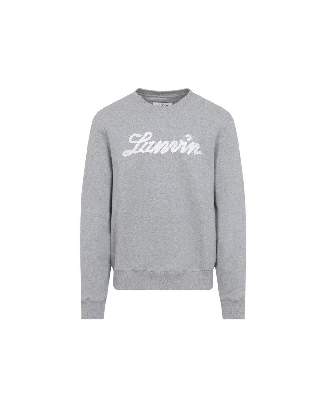 Lanvin Gray Embroidered Logo Sweatshirt for men