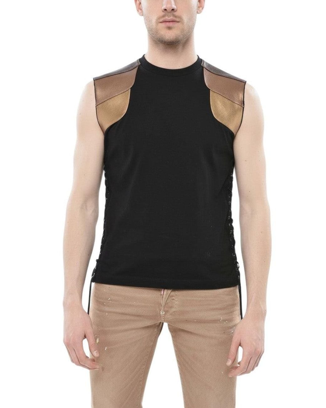 DSquared² Black Solid Sleeveless T-Shirt for men