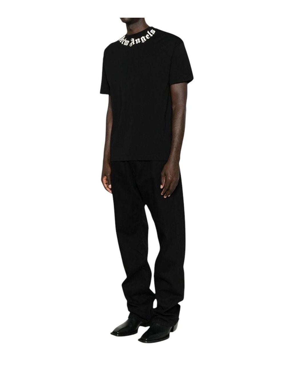 Palm Angels Black Logo Crew Neck T-Shirt for men