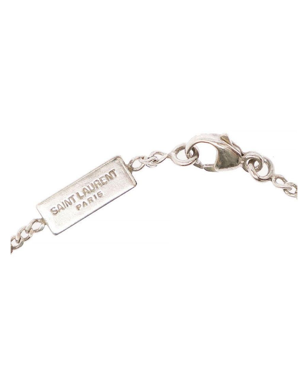 Saint Laurent White Cassandre Charm Bracelet for men