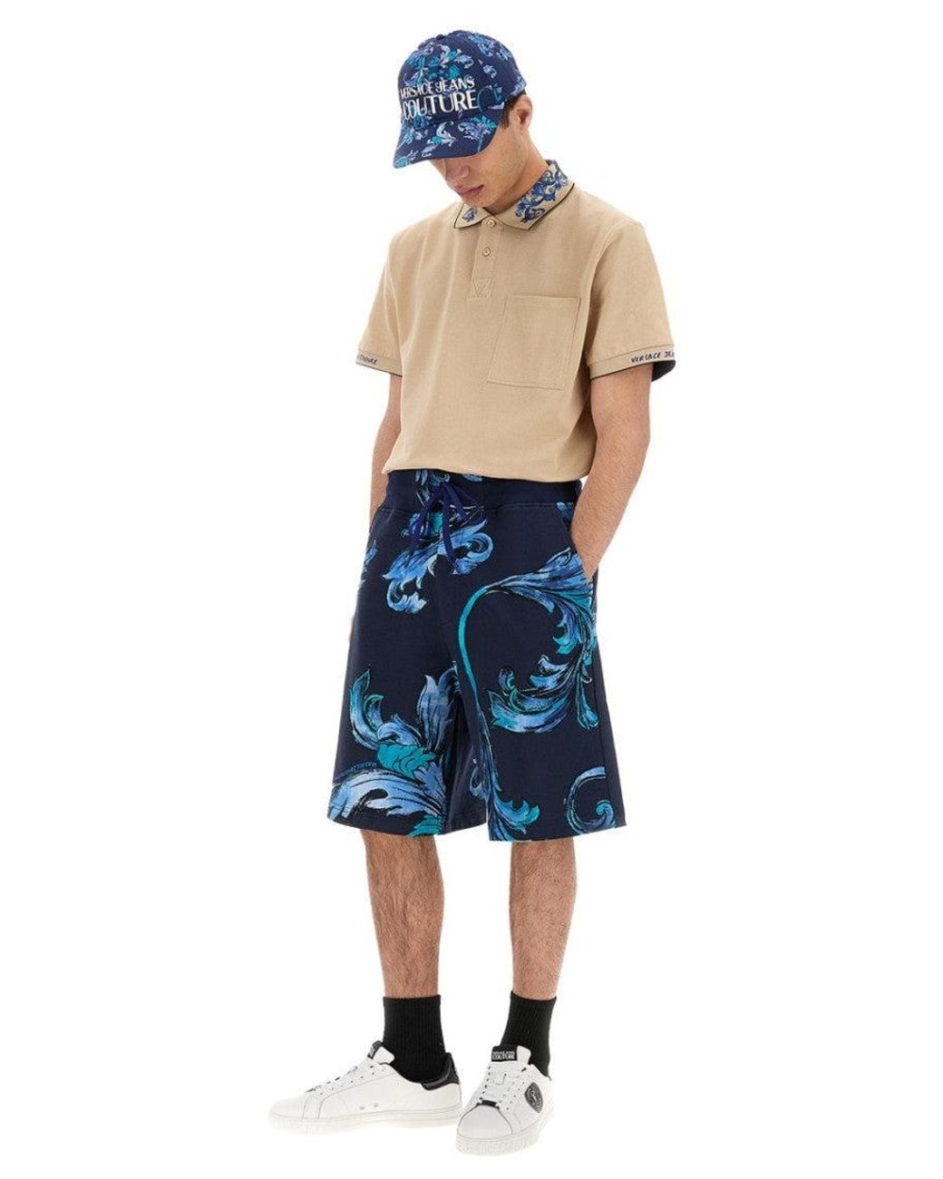 Versace Jeans Couture Blue Printed Shorts for men