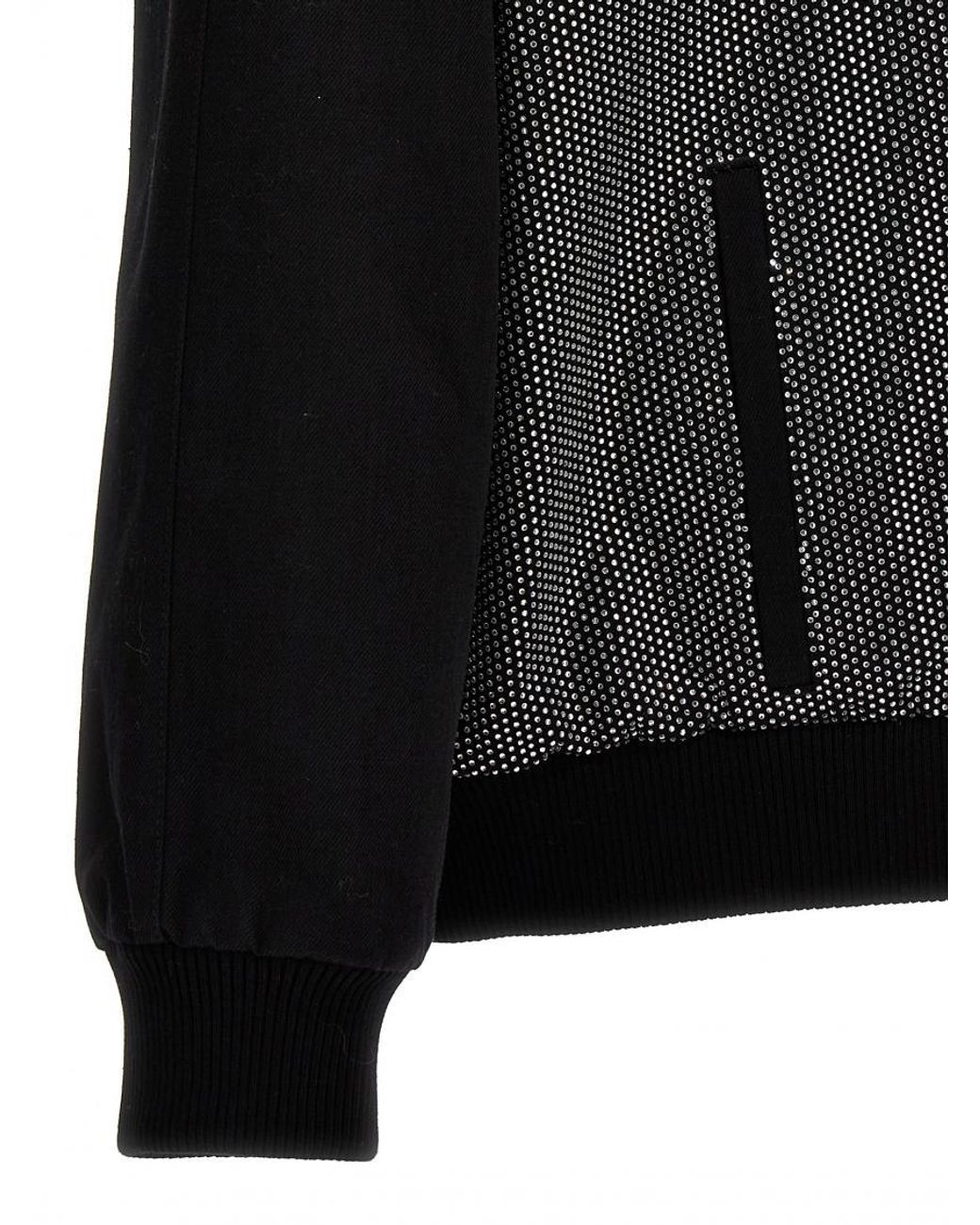 Balmain Black Rhinestone Bomber Jacket for men