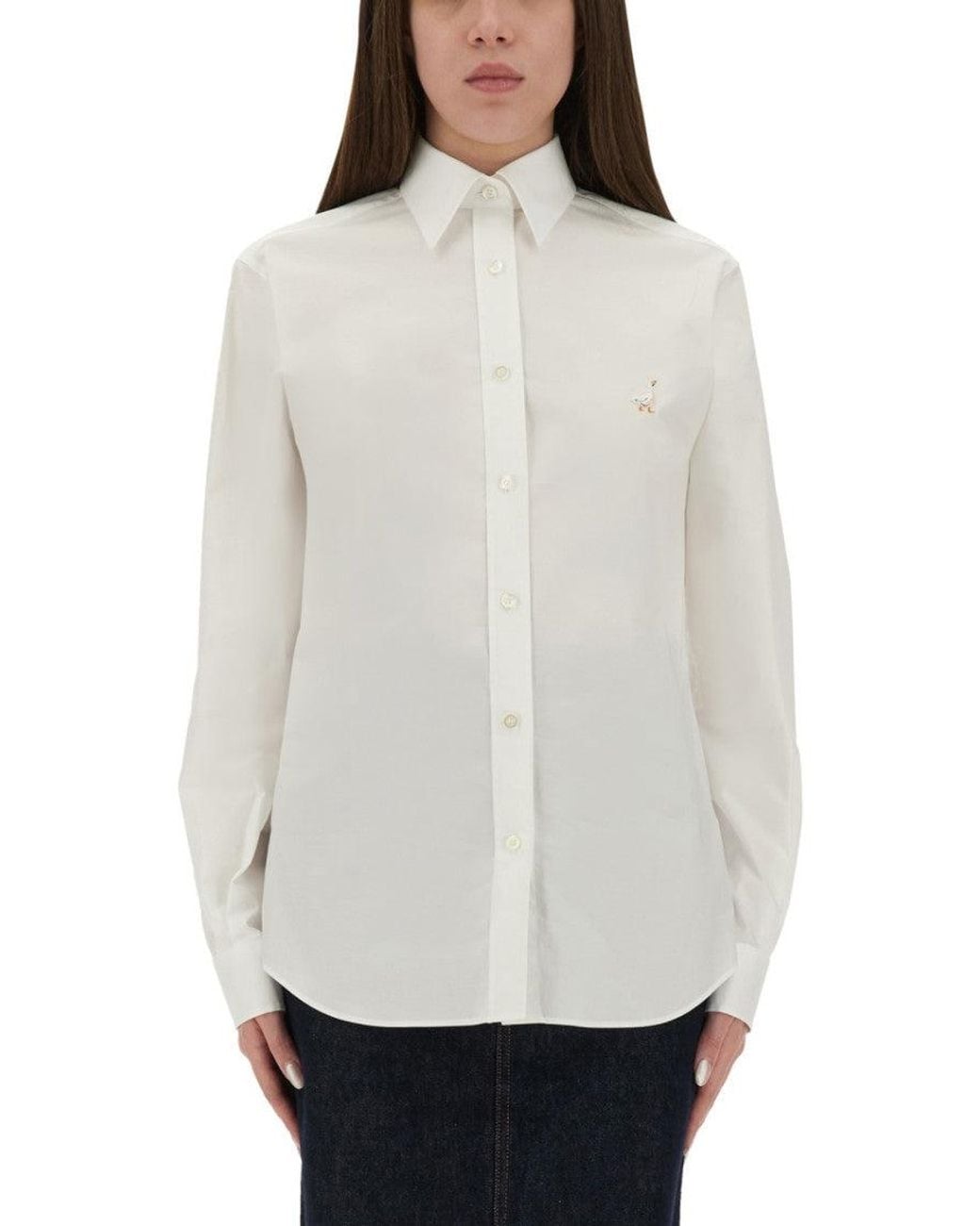 Moschino White Regular Embroidered Shirt
