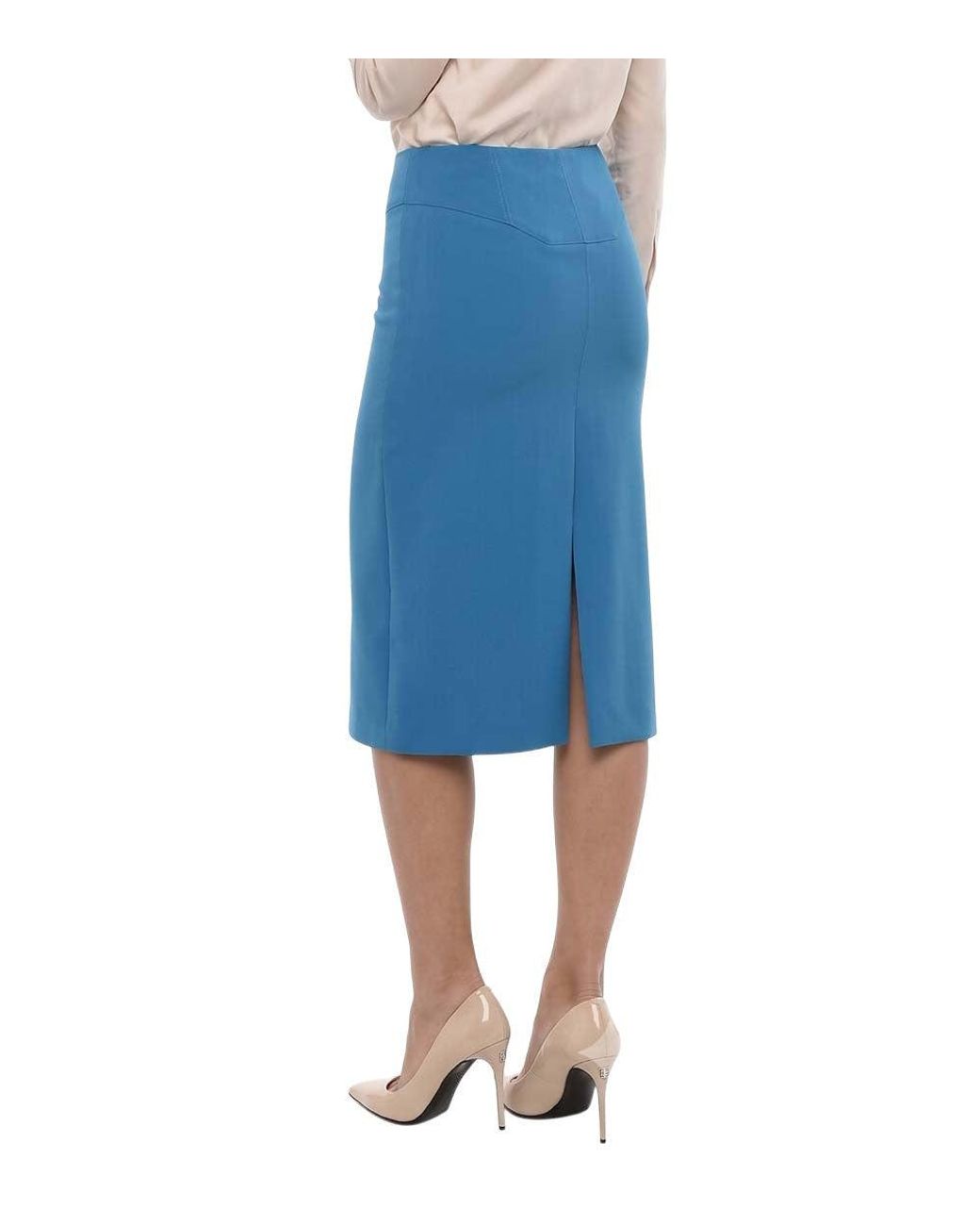 DSquared² Blue Solid Midi Skirt