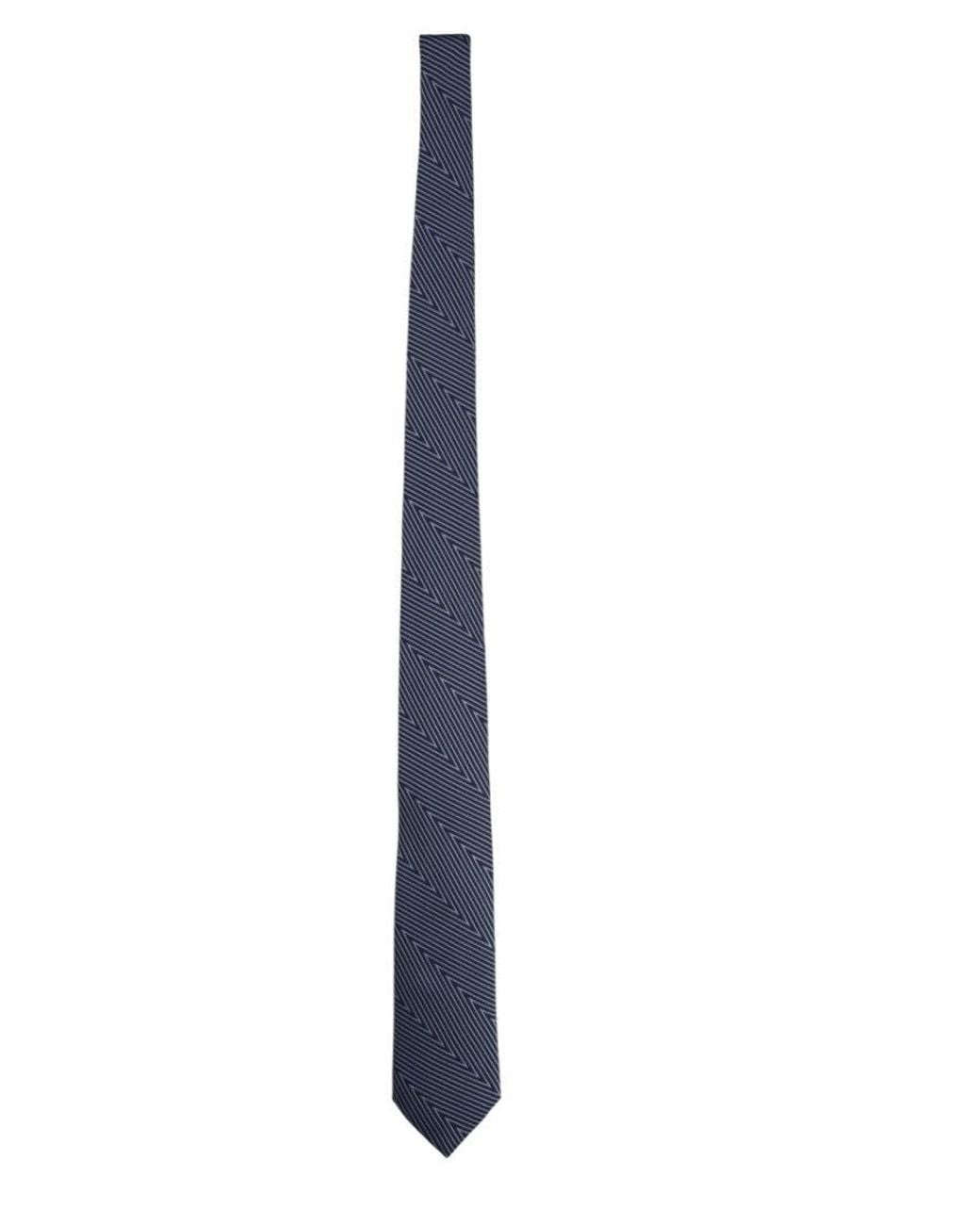 Giorgio Armani Blue Dark Geometric Print Tie for men