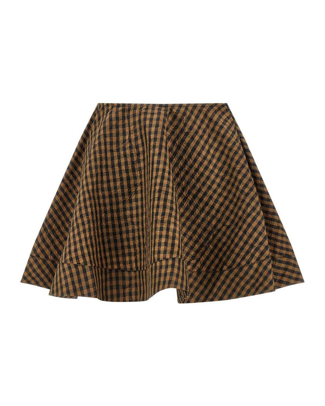 Ganni Brown 'Crinckled Taffetà' Skirt