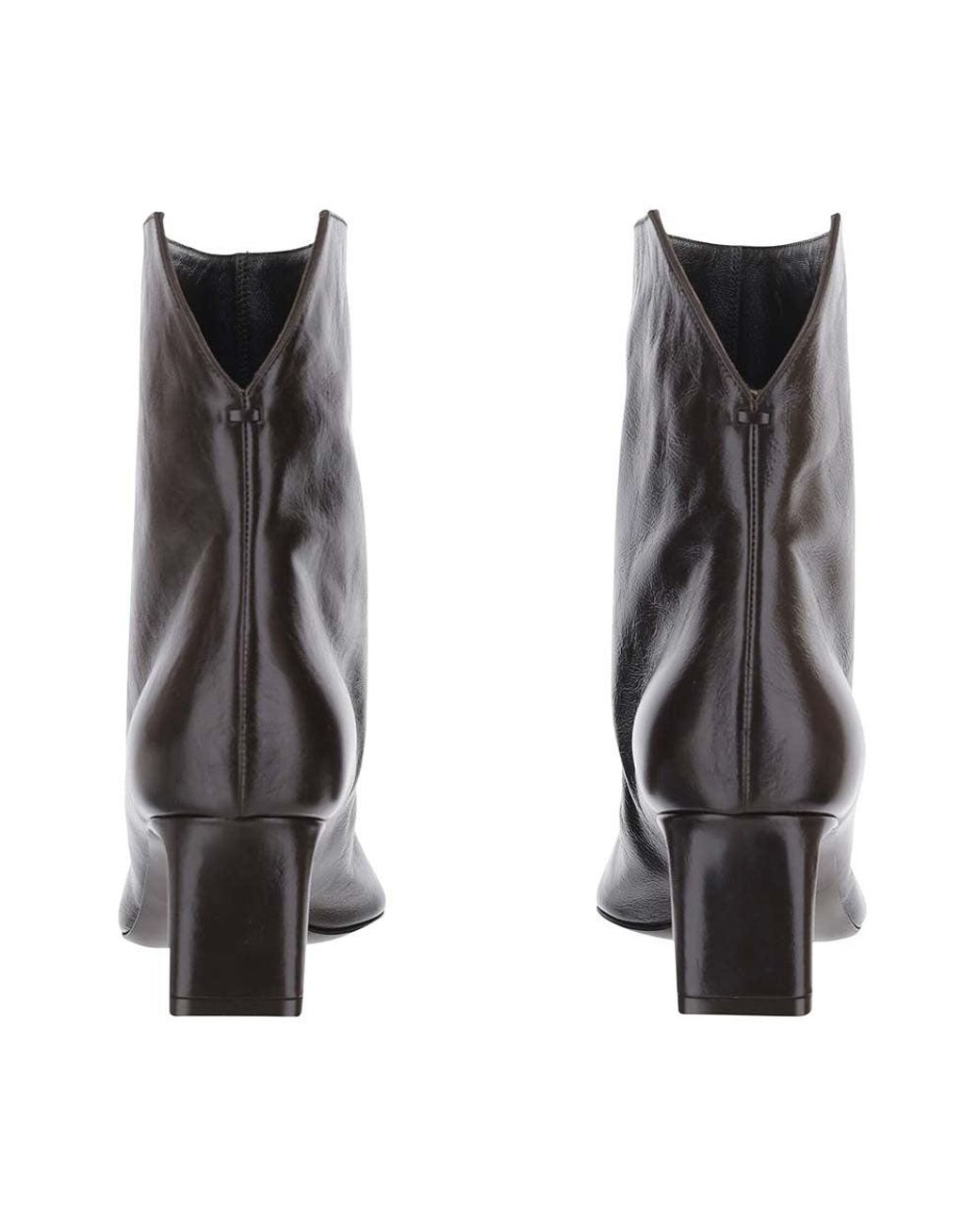 Khaite Black Leather Ankle Boots