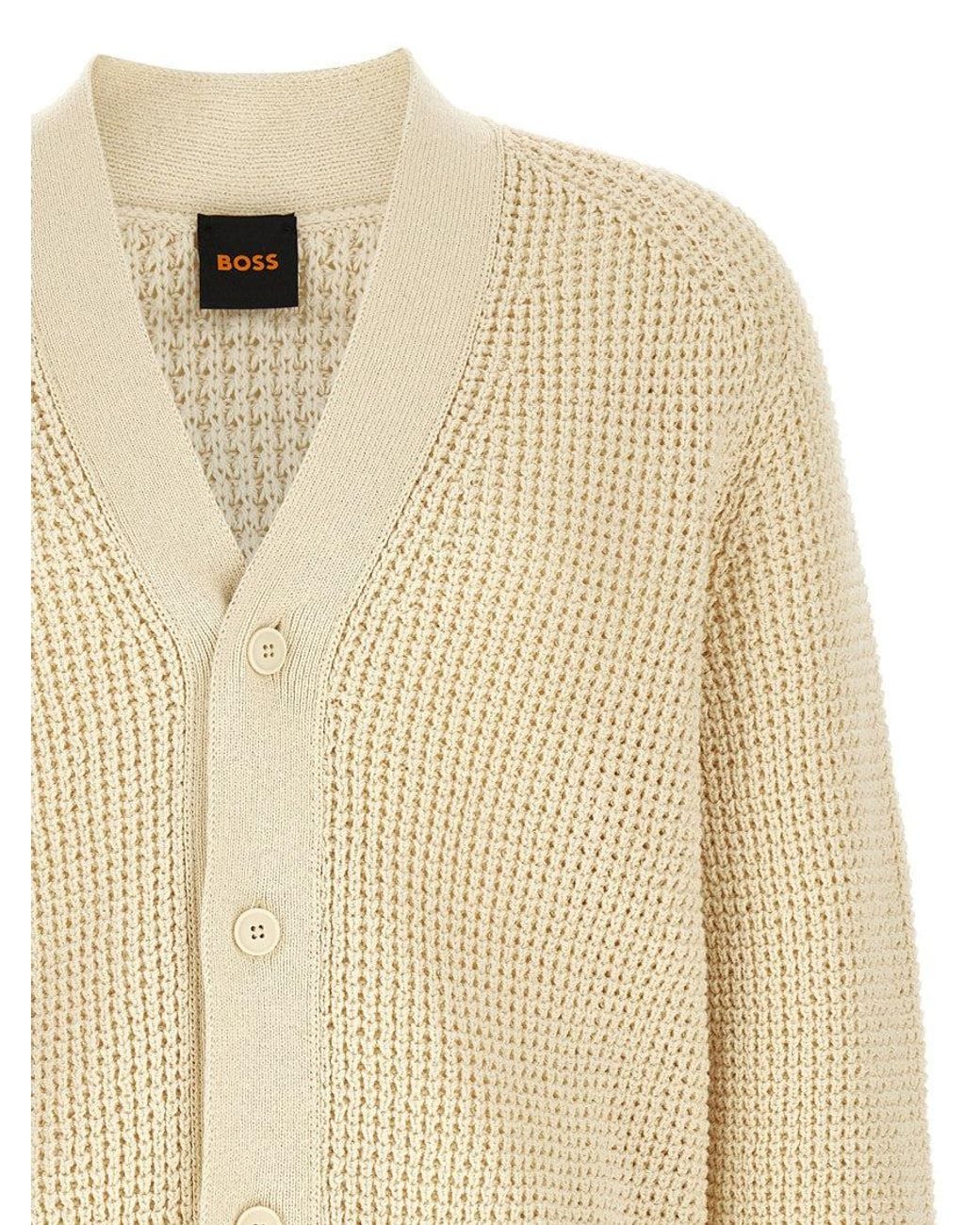 Boss Natural Knitted Cardigan for men