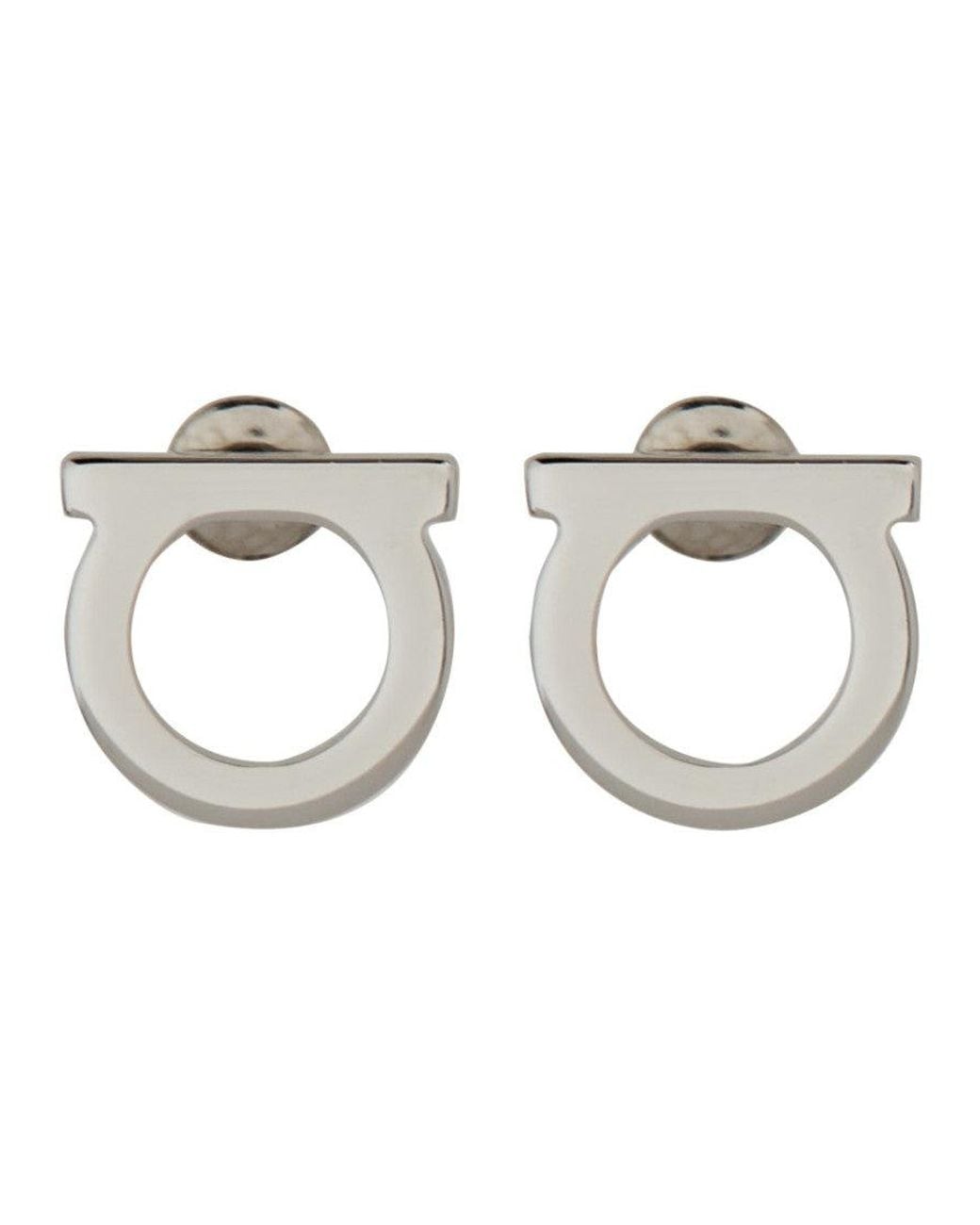 Ferragamo Metallic Gancini Logo Stud Earrings