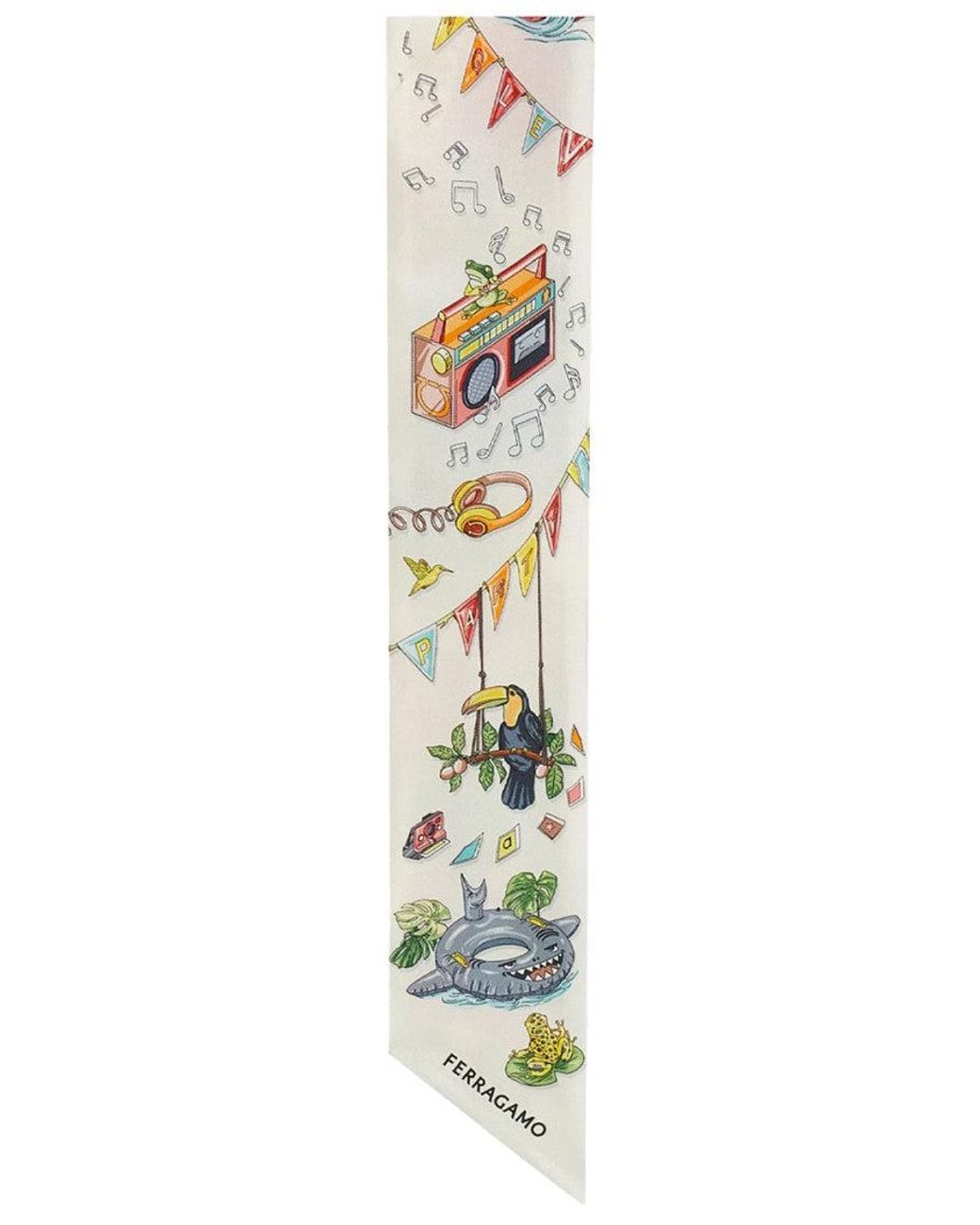 Ferragamo White Printed Bandana Scarf