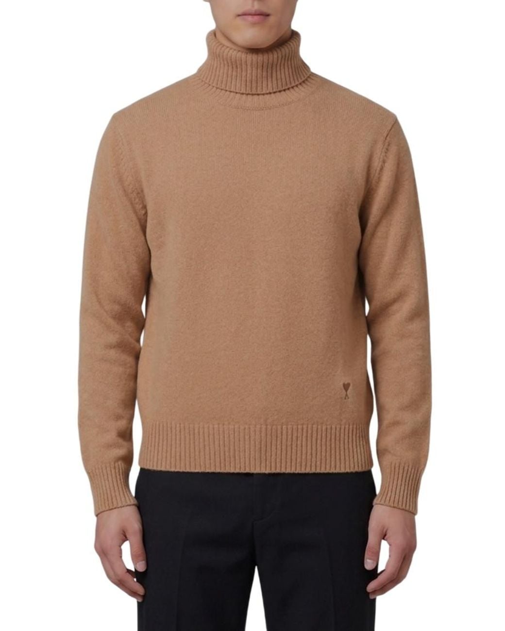 AMI Natural Turtle Neck Sweater for men
