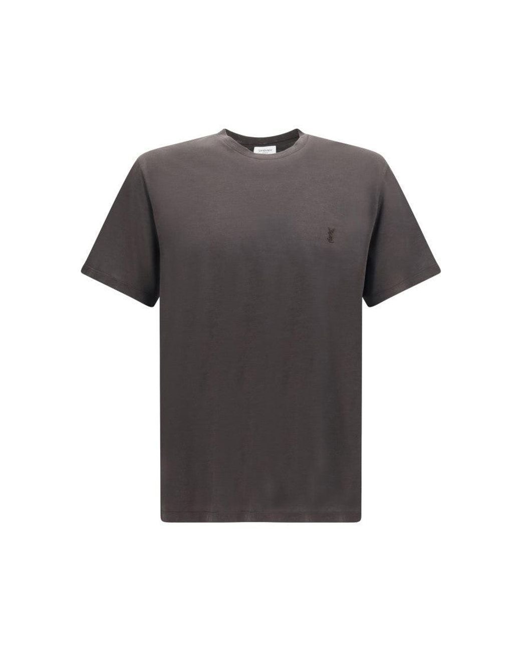 Saint Laurent Gray Dark Taupe Logo T-Shirt for men