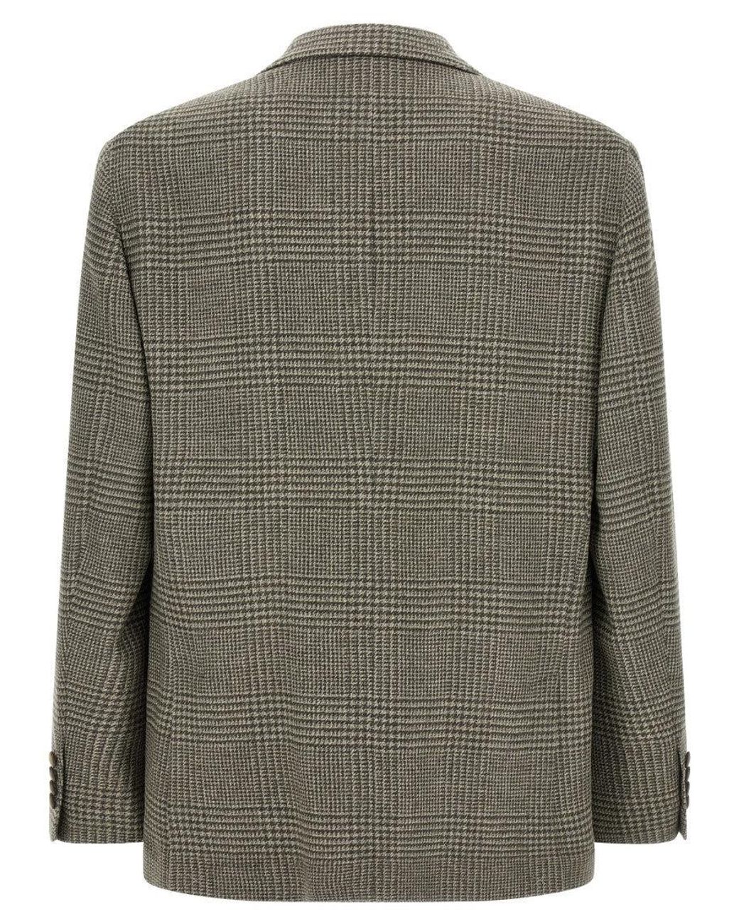 Brunello Cucinelli Green Prince Of Wales Blazer for men