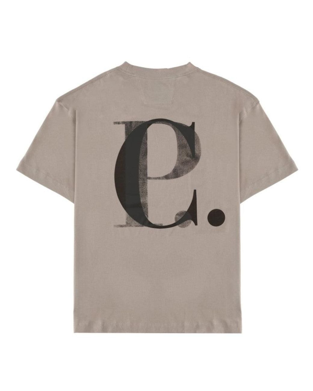 C P Company Gray Logo Crew Neck T-Shirt for men