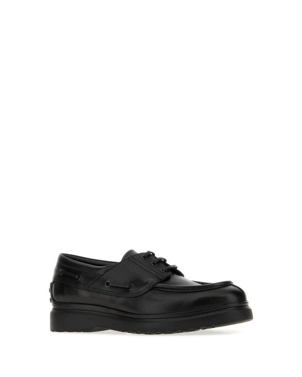 Tod's Black Leather Lace Up Shoes for men
