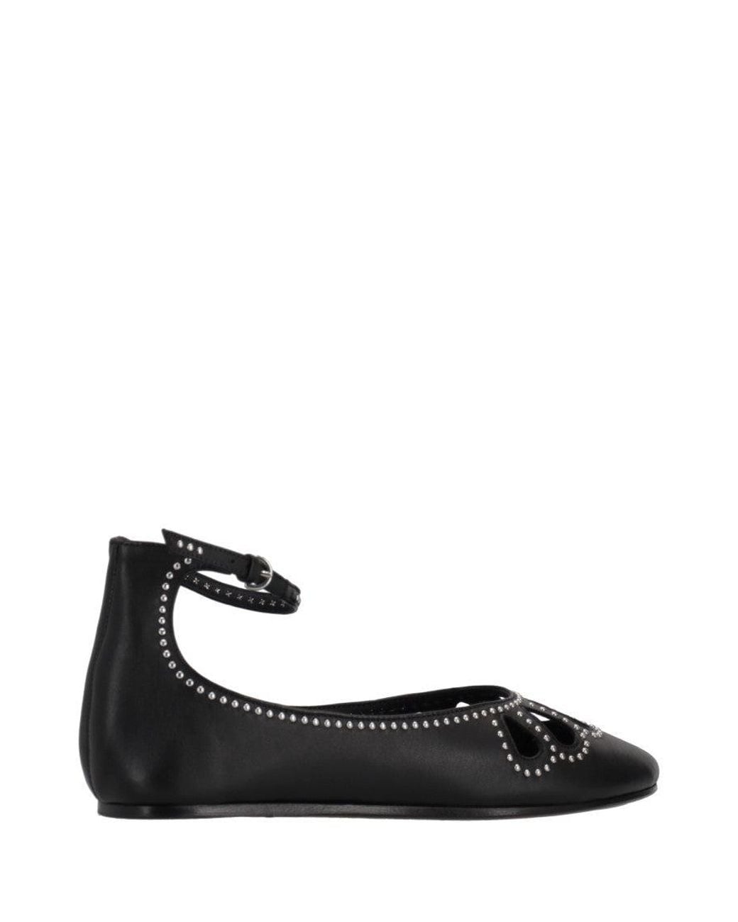 Isabel Marant Black Ankle Strap Ballet Flats