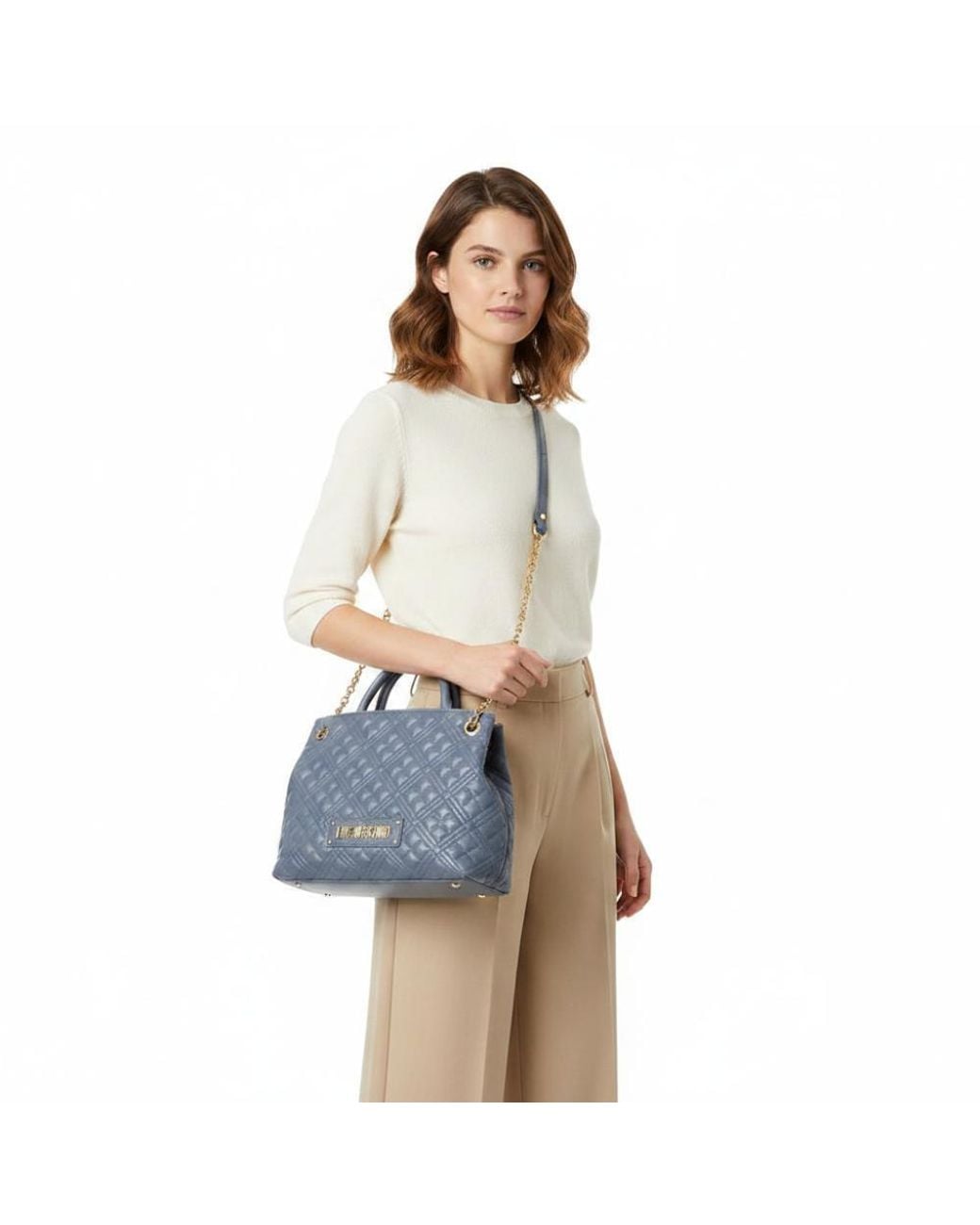 Love Moschino Blue Logo Medium Satchel